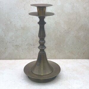 Antique Solid Brass Candle Holder Weighted Bottom Marked L 350